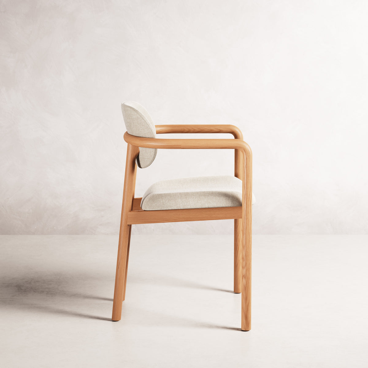 Lando Dining Chair - Solid American Oak with Oatmeal Beige Fabric | 360 View - Frame 7