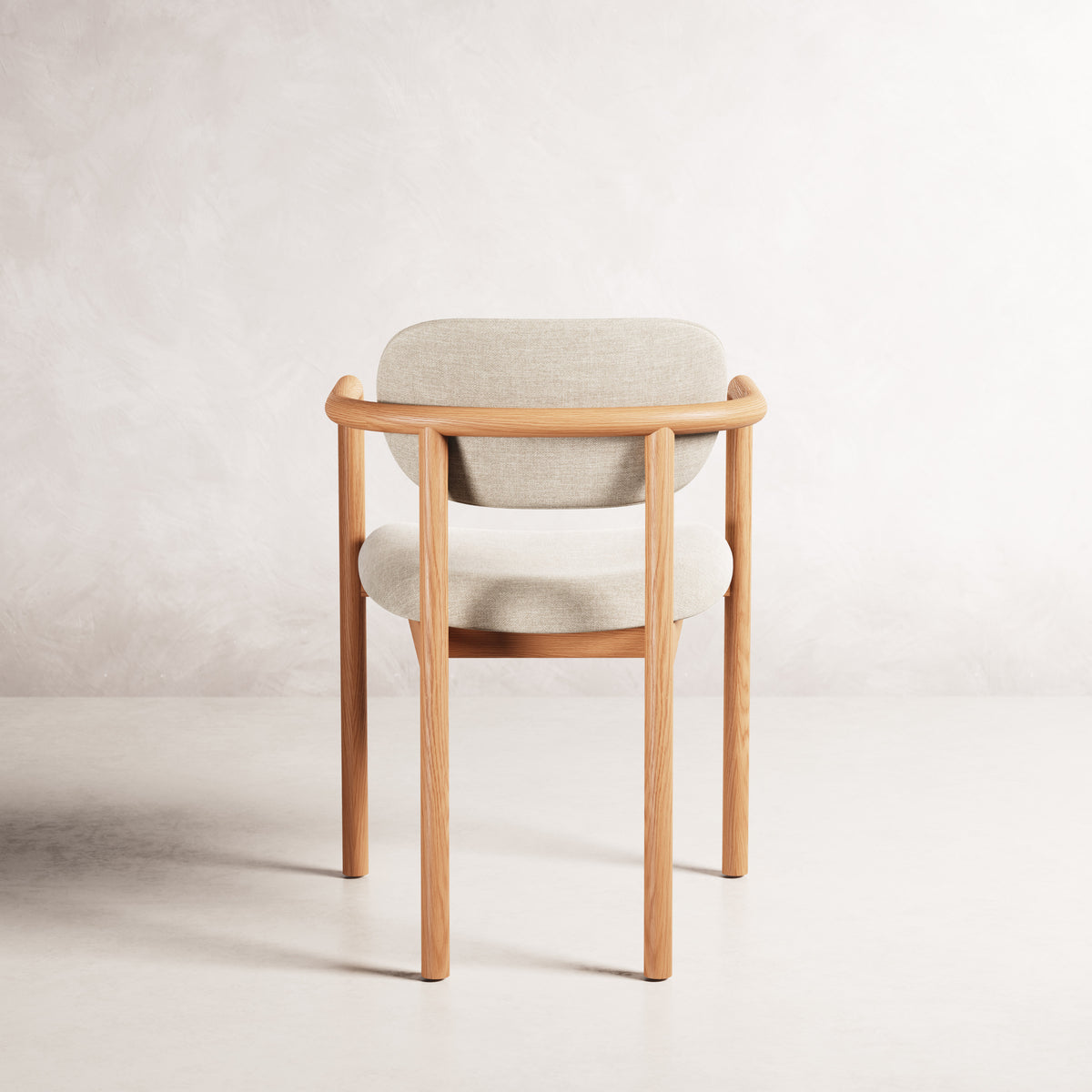 Lando Dining Chair - Solid American Oak with Oatmeal Beige Fabric | 360 View - Frame 16