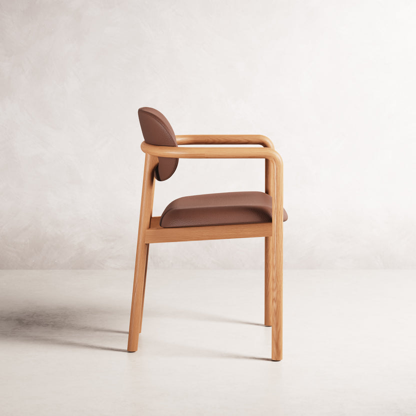 Lando Dining Chair - Solid American Oak with Tan Leather | 360 View - Frame 7