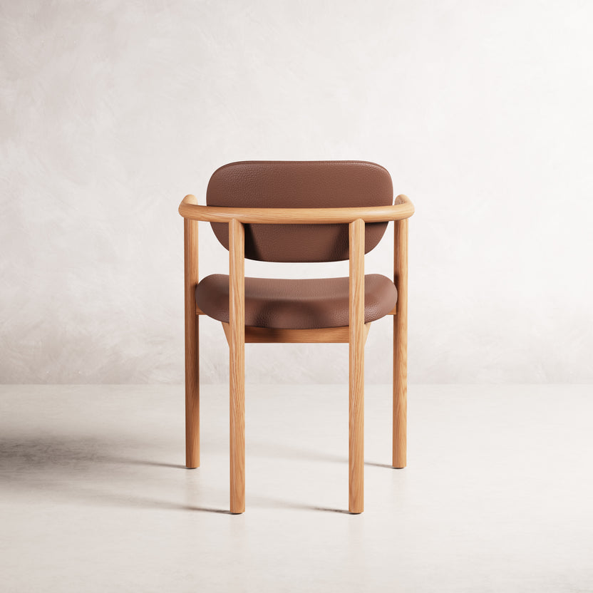 Lando Dining Chair - Solid American Oak with Tan Leather | 360 View - Frame 16