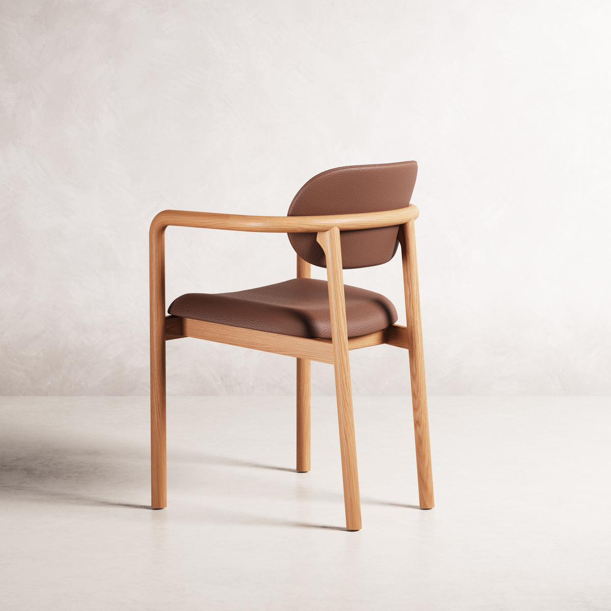 Lando Dining Chair - Solid American Oak with Tan Leather | 360 View - Frame 21