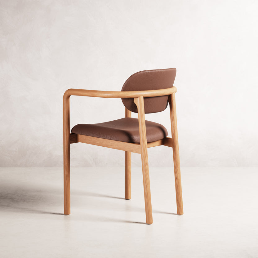 Lando Dining Chair - Solid American Oak with Tan Leather | 360 View - Frame 21