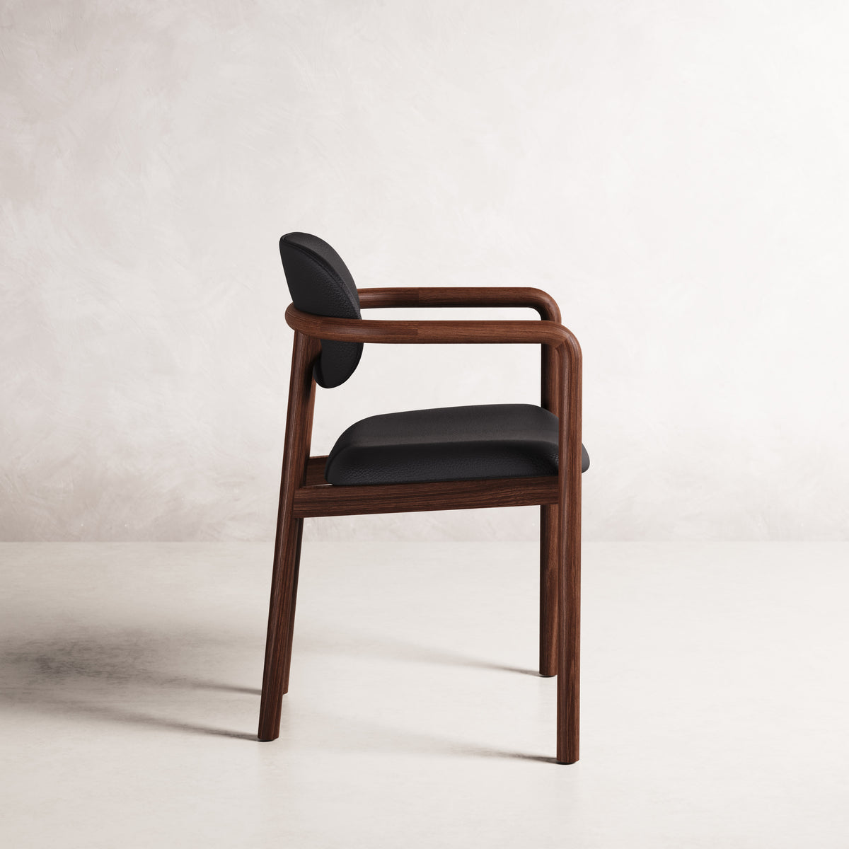 Lando Dining Chair - Solid American Walnut with Black Leather | 360 View - Frame 7
