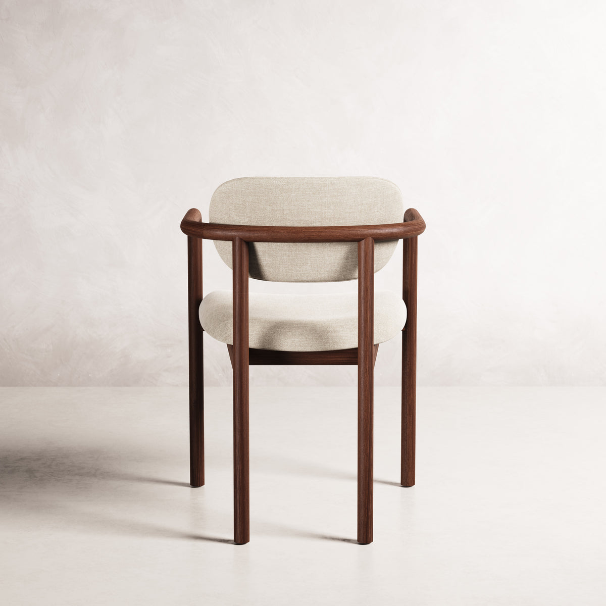 Lando Dining Chair - Solid American Walnut with Oatmeal Beige Fabric | 360 View - Frame 16