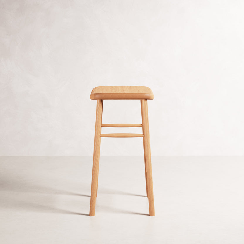 Luno Bar Stool - Solid American Oak with Solid Seat | 360 View - Frame 7