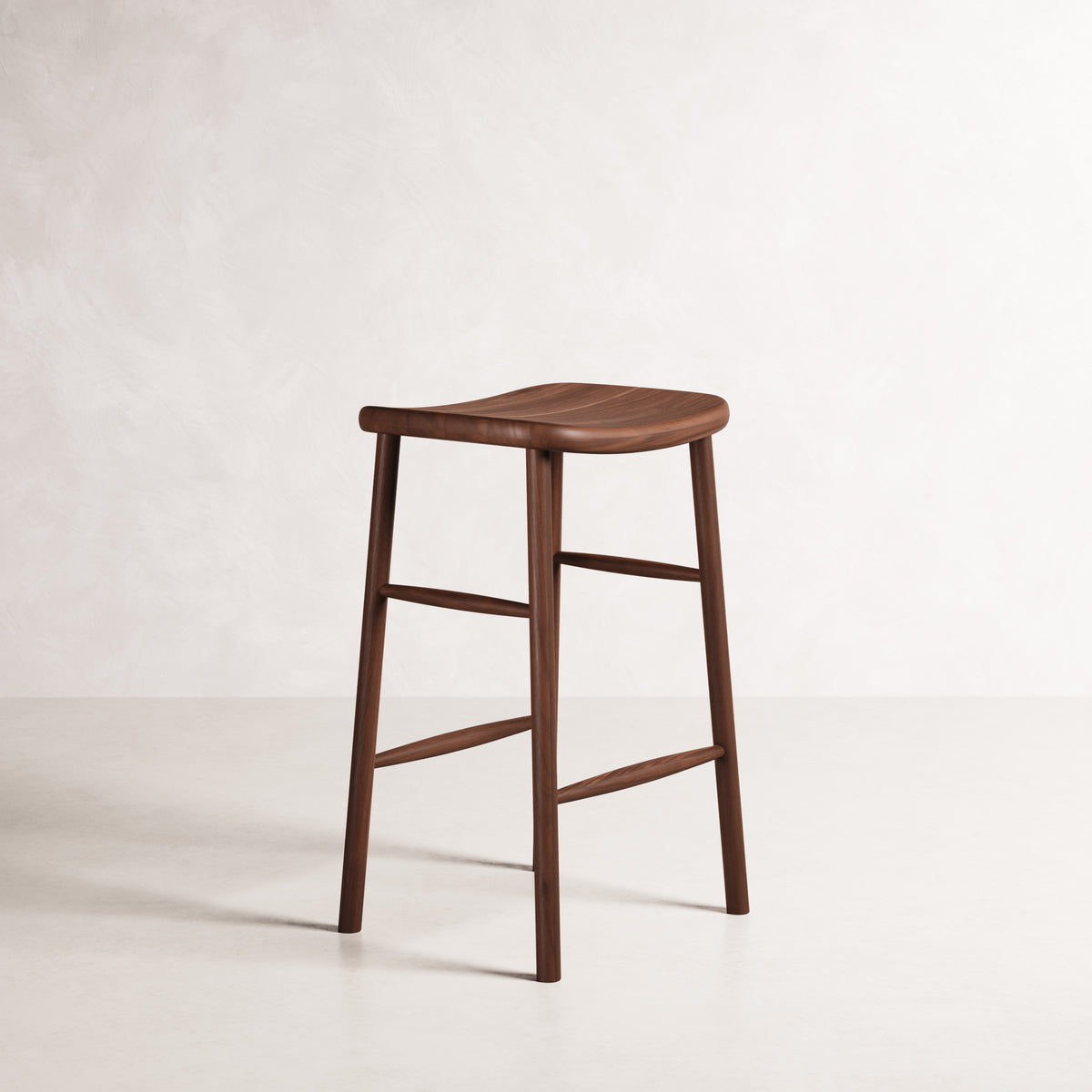 Luno Bar Stool - Solid American Walnut with Solid Seat | 360 View - Frame 21
