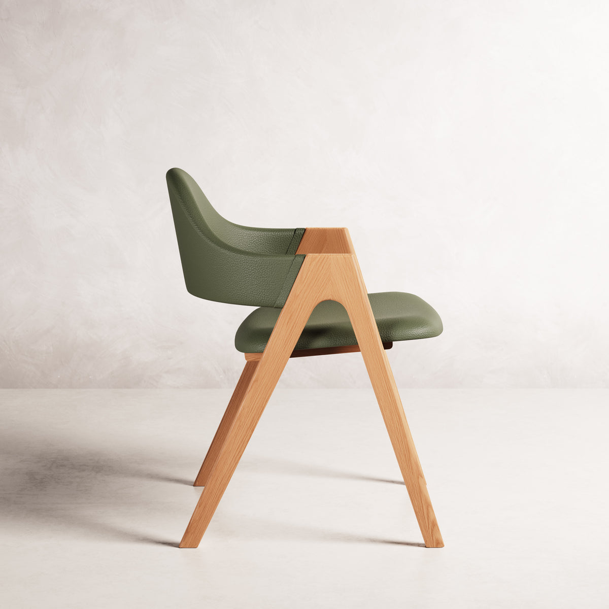 Nestor II Dining Chair - Solid American Oak with Green Leather | 360 View - Frame 7