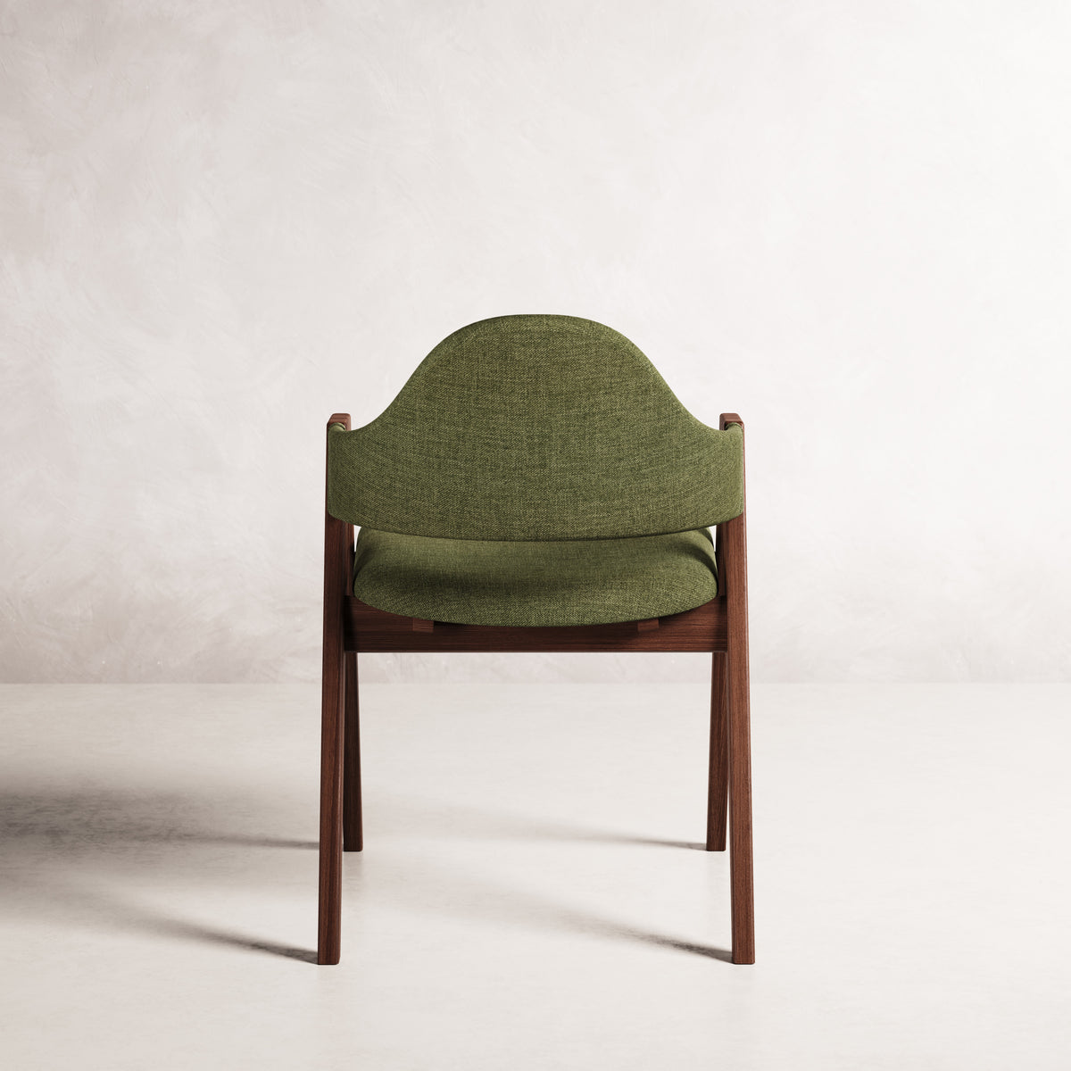 Nestor II Dining Chair - Solid American Walnut with Aloe Green Fabric | 360 View - Frame 16