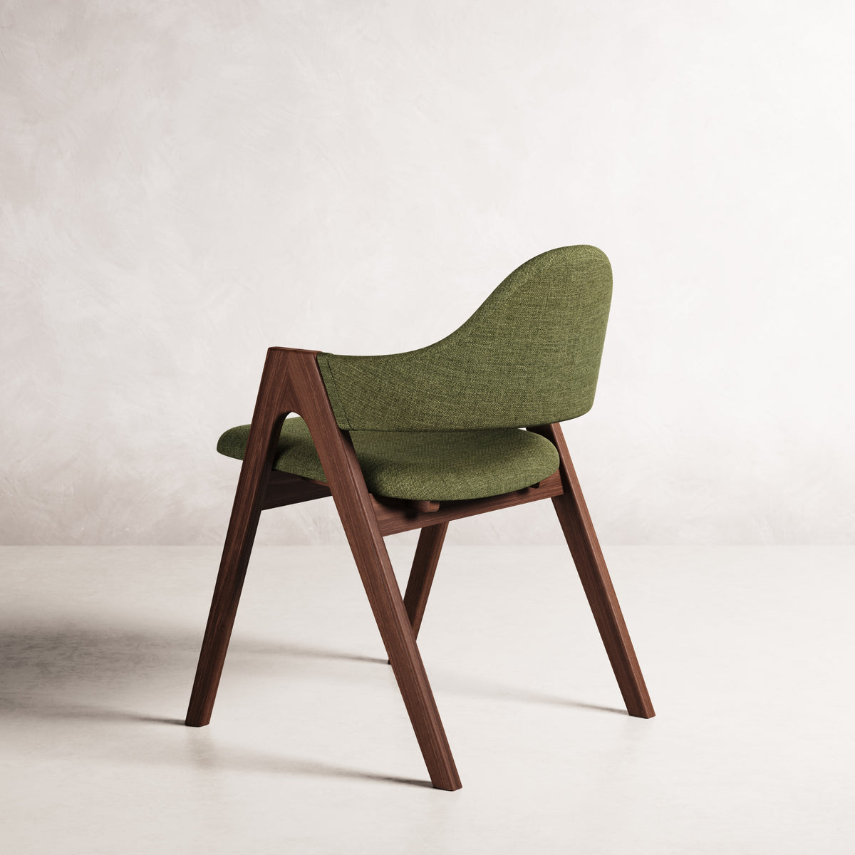 Nestor II Dining Chair - Solid American Walnut with Aloe Green Fabric | 360 View - Frame 21