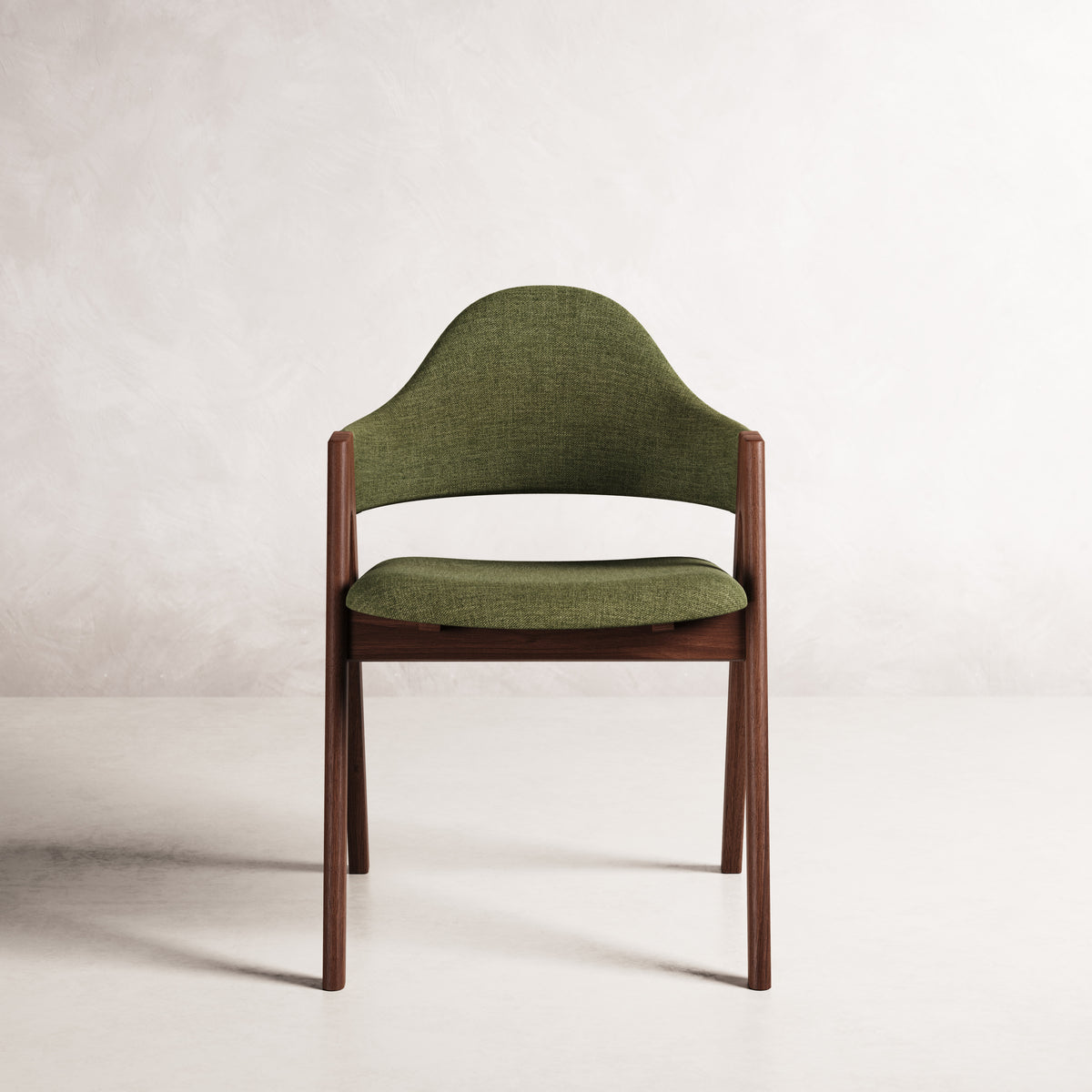 Nestor II Dining Chair - Solid American Walnut with Aloe Green Fabric | 360 View - Frame 34