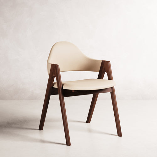 Nestor II Dining Chair - Solid American Walnut with Cream Leather | 360 View - Frame 1