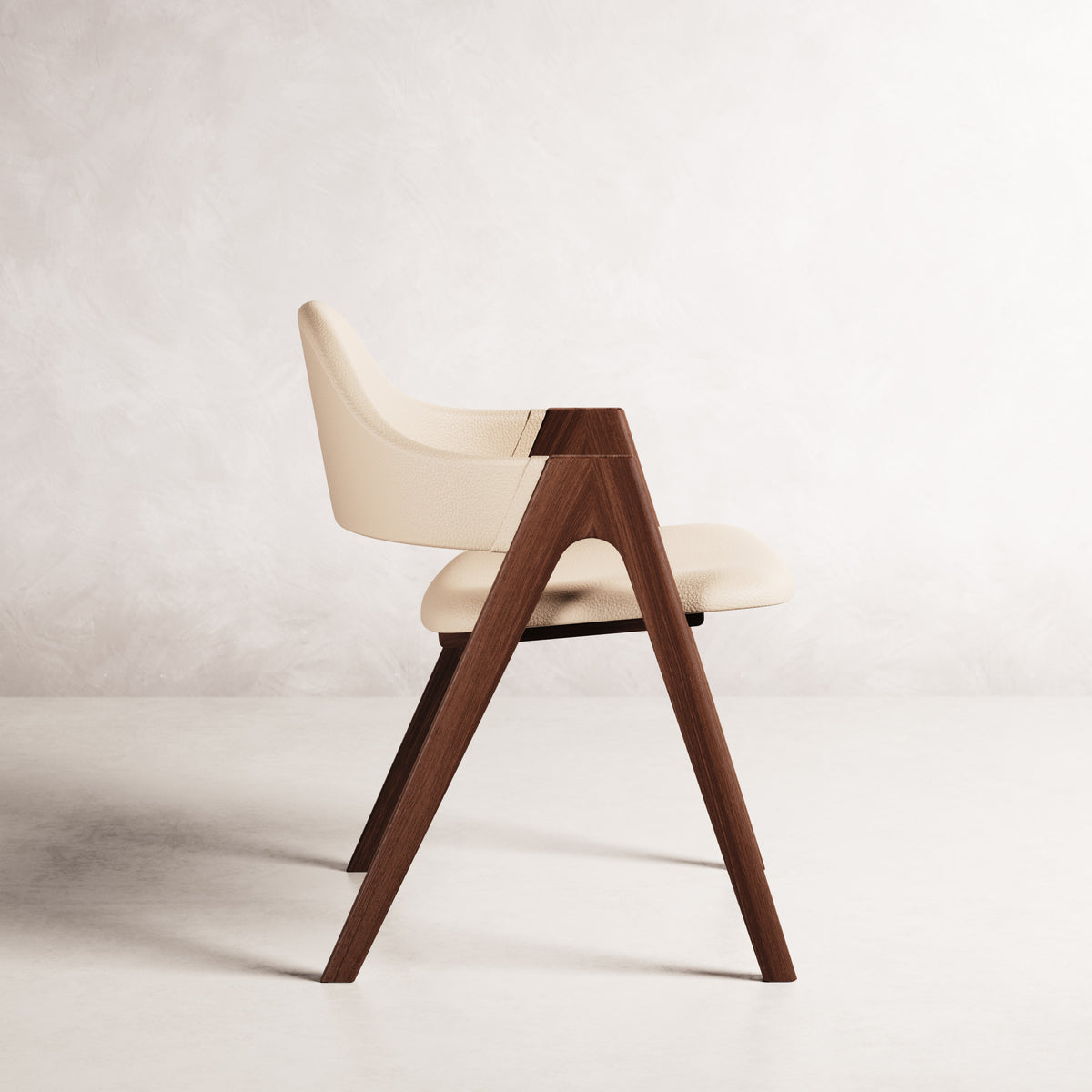 Nestor II Dining Chair - Solid American Walnut with Cream Leather | 360 View - Frame 7