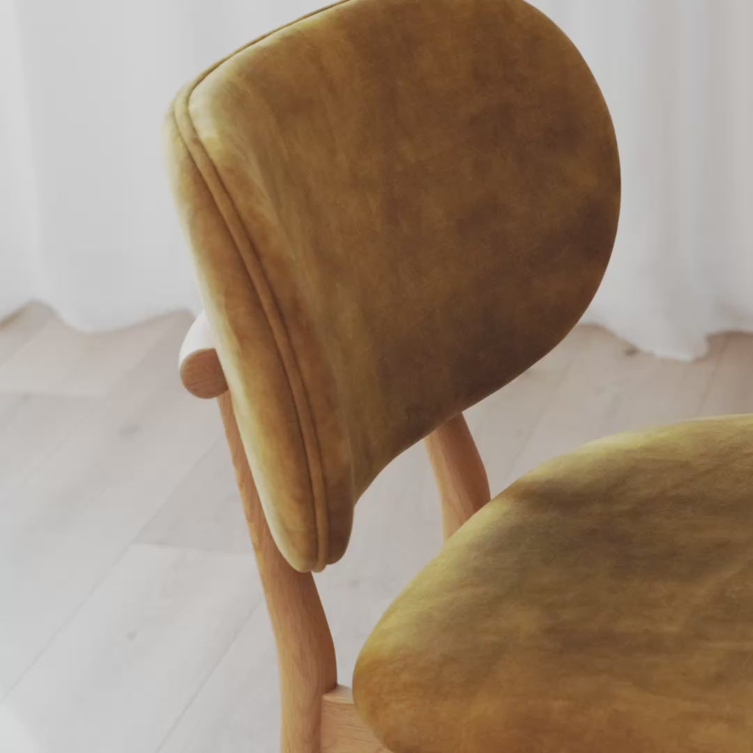 Olivia Dining Chair Mustard Velvet Solid American Oak