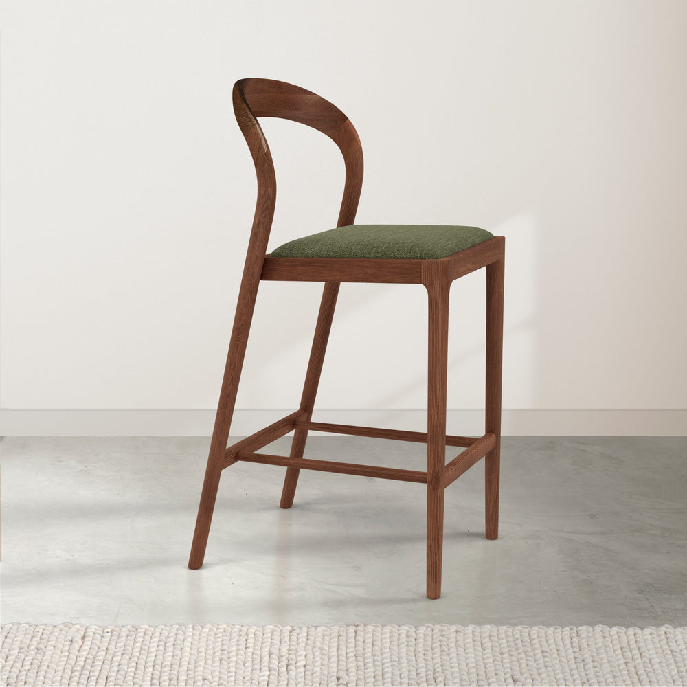 Sara Fabric Bar Stool - Solid Walnut